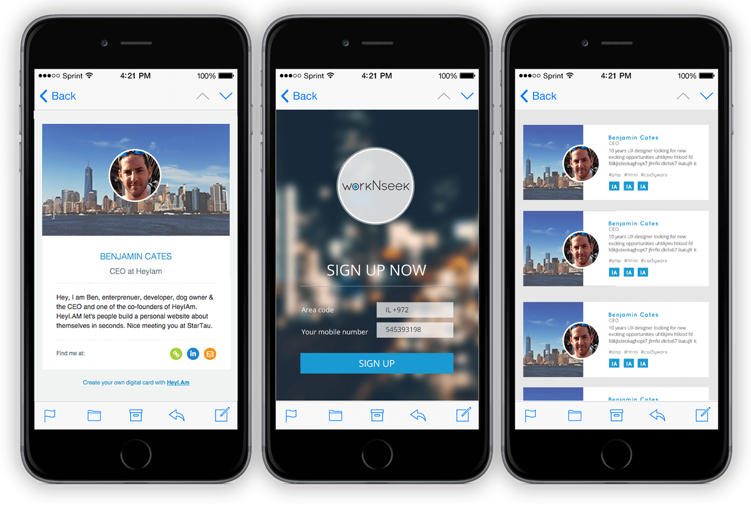 The mobile app for digital business cards